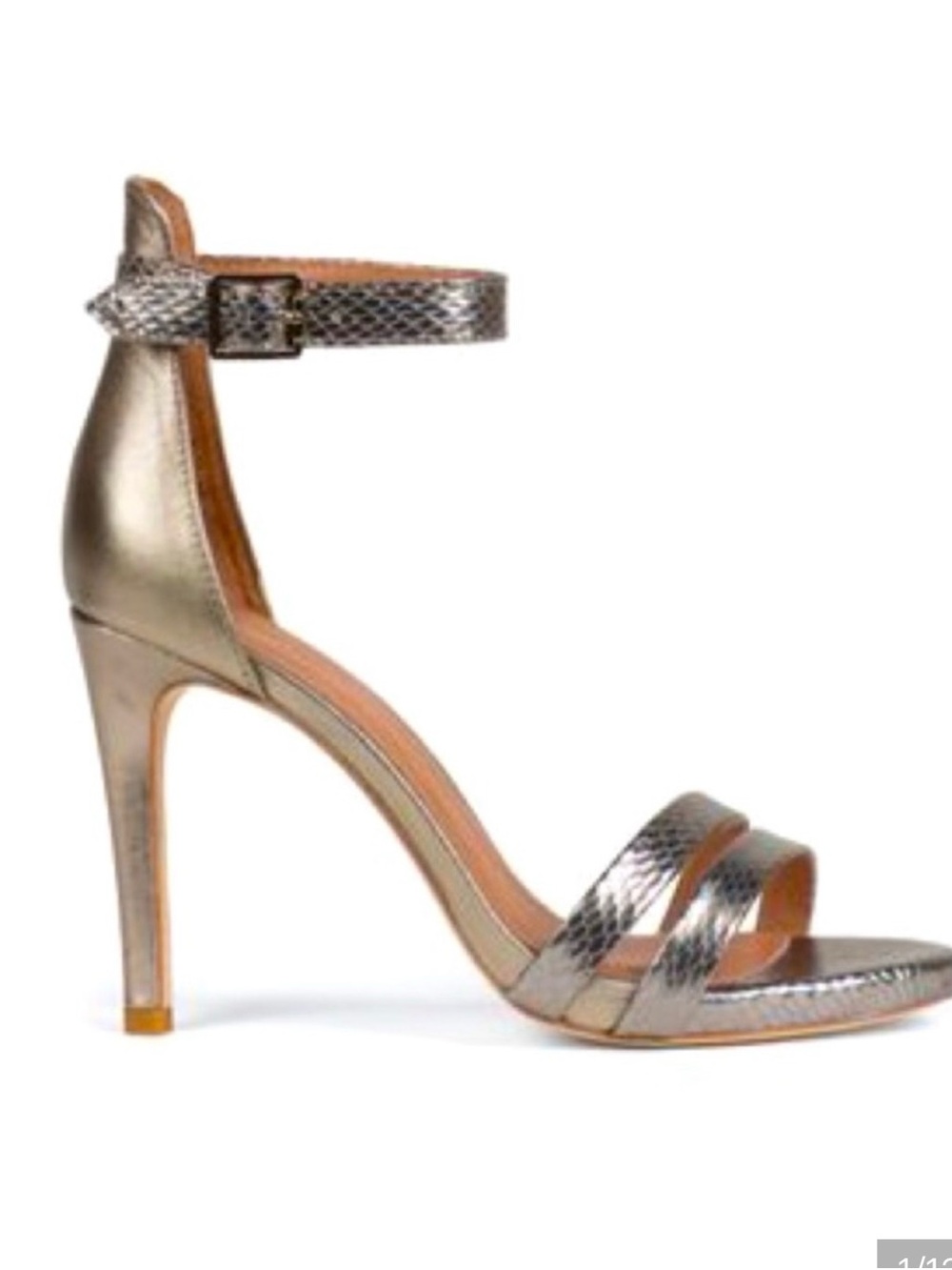 Joie Metallic Gold Ankle-Strap Stiletto Sandal
